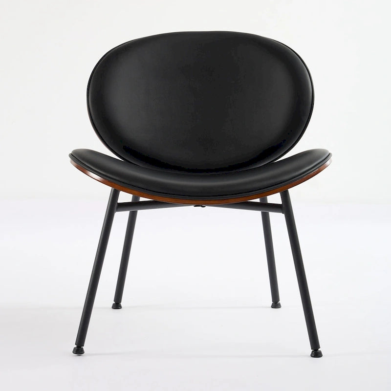 Poltrona decorativa in pelle PU con struttura in legno, nera