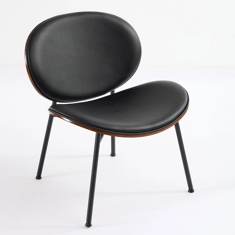 Poltrona decorativa in pelle PU con struttura in legno, nera