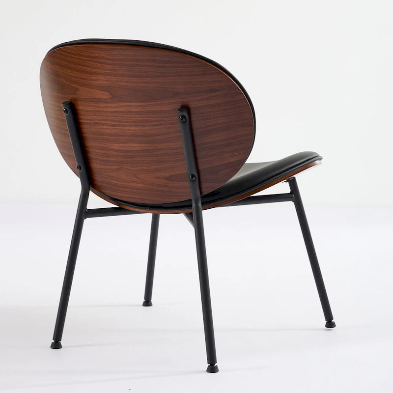 Poltrona decorativa in pelle PU con struttura in legno, nera