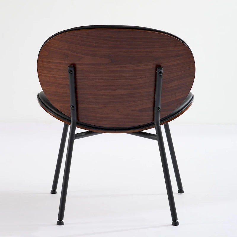 Poltrona decorativa in pelle PU con struttura in legno, nera