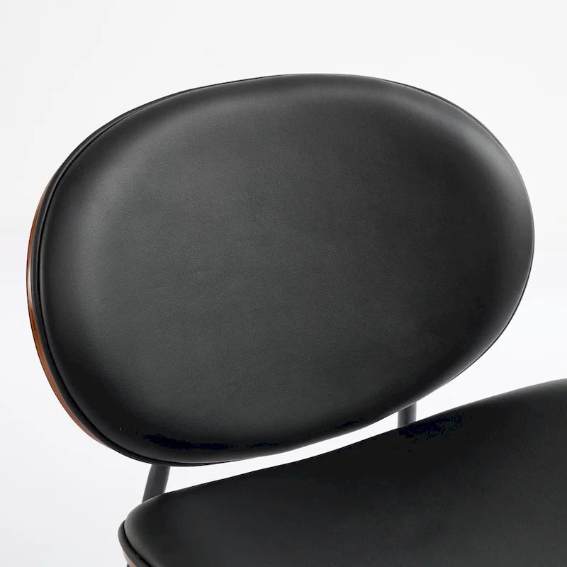 Poltrona decorativa in pelle PU con struttura in legno, nera