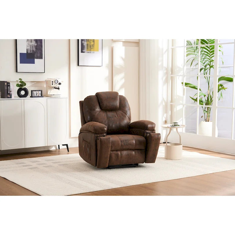 Sillón reclinable elevador eléctrico con masaje y calor para personas mayores, reclinable ancho y acolchado, de alta resistencia