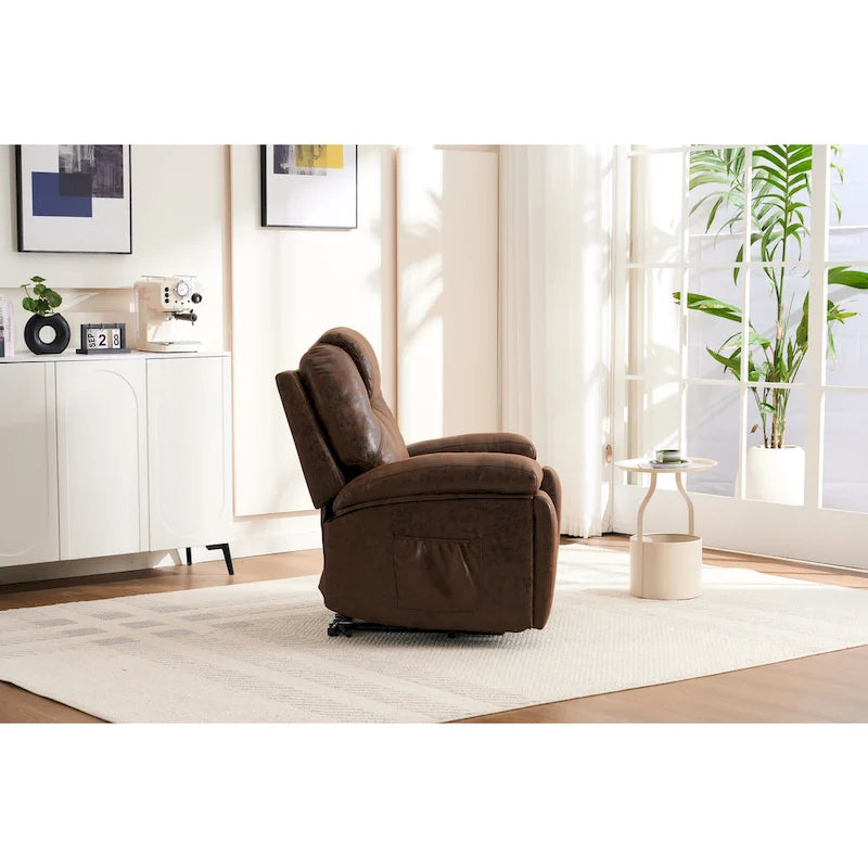 Sillón reclinable elevador eléctrico con masaje y calor para personas mayores, reclinable ancho y acolchado, de alta resistencia