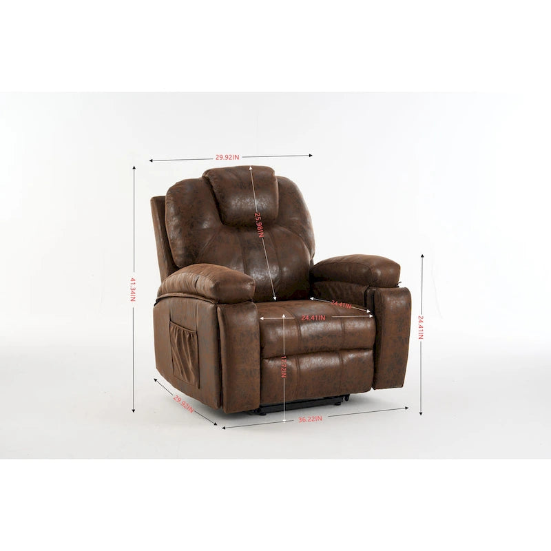 Sillón reclinable elevador eléctrico con masaje y calor para personas mayores, reclinable ancho y acolchado, de alta resistencia