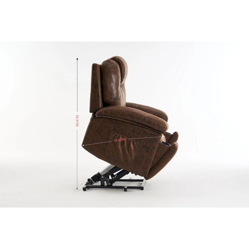 Sillón reclinable elevador eléctrico con masaje y calor para personas mayores, reclinable ancho y acolchado, de alta resistencia