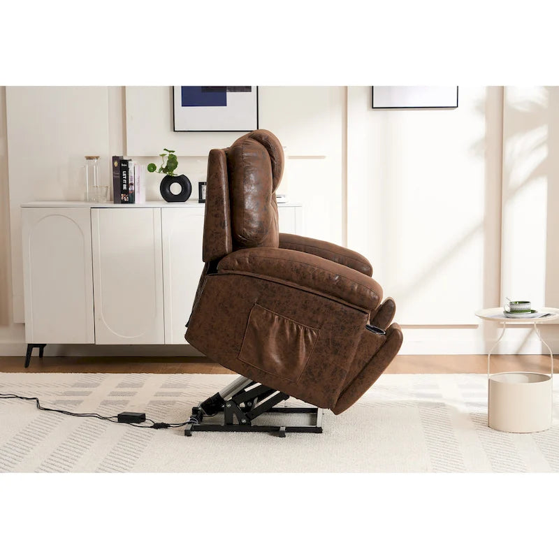 Sillón reclinable elevador eléctrico con masaje y calor para personas mayores, reclinable ancho y acolchado, de alta resistencia