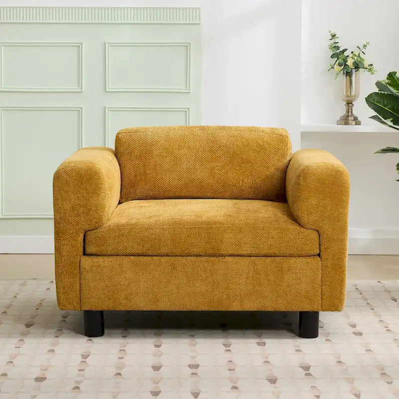Oversized Armchair with Woven Velvet Fabric