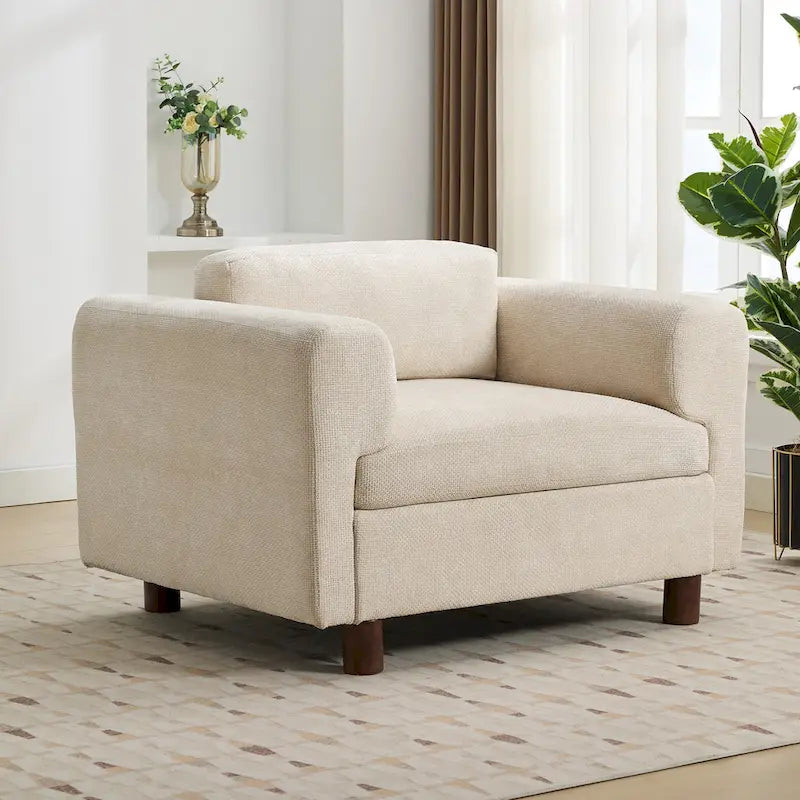 Oversized Armchair with Woven Velvet Fabric