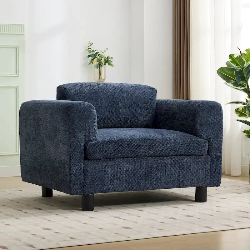 Oversized Armchair with Woven Velvet Fabric