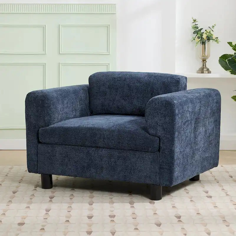 Oversized Armchair with Woven Velvet Fabric