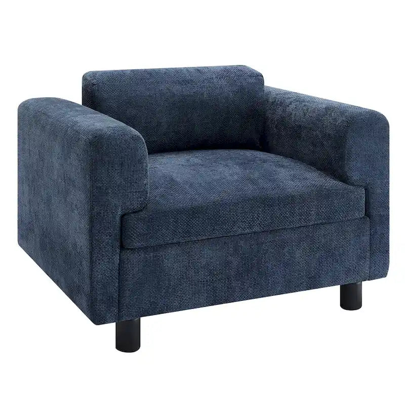 Oversized Armchair with Woven Velvet Fabric