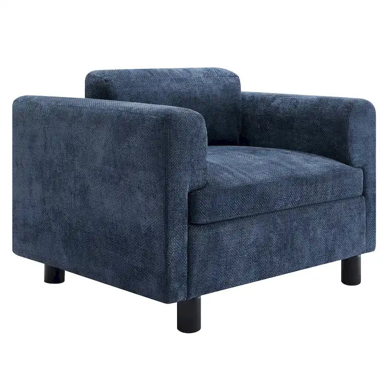 Oversized Armchair with Woven Velvet Fabric