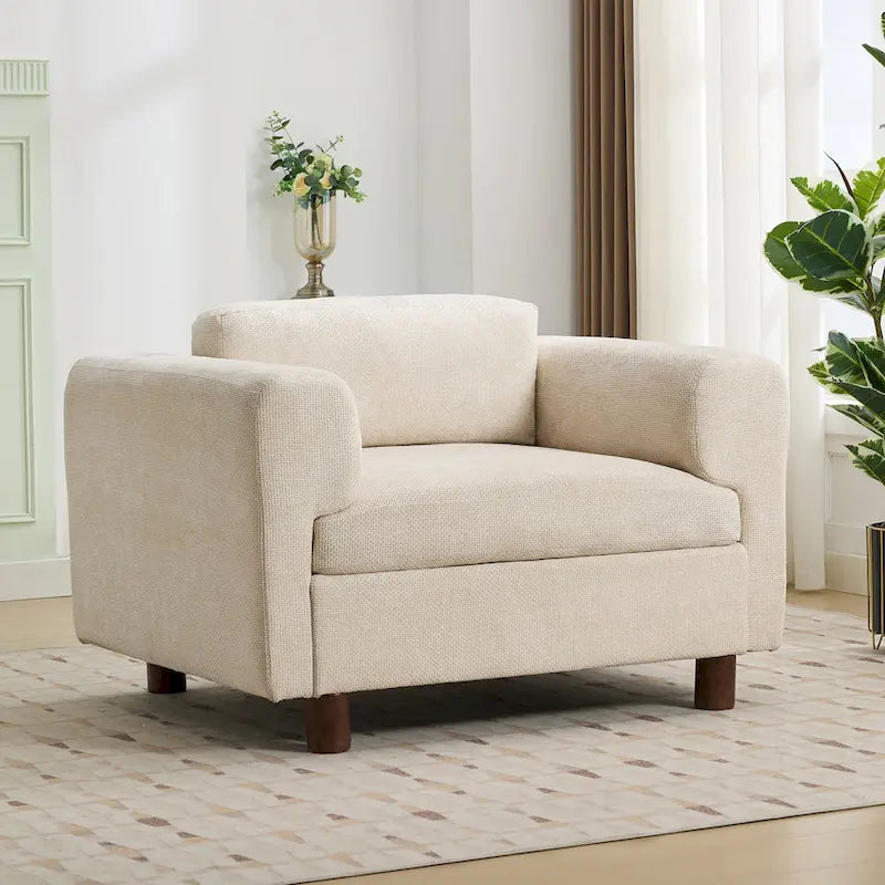 Oversized Armchair with Woven Velvet Fabric