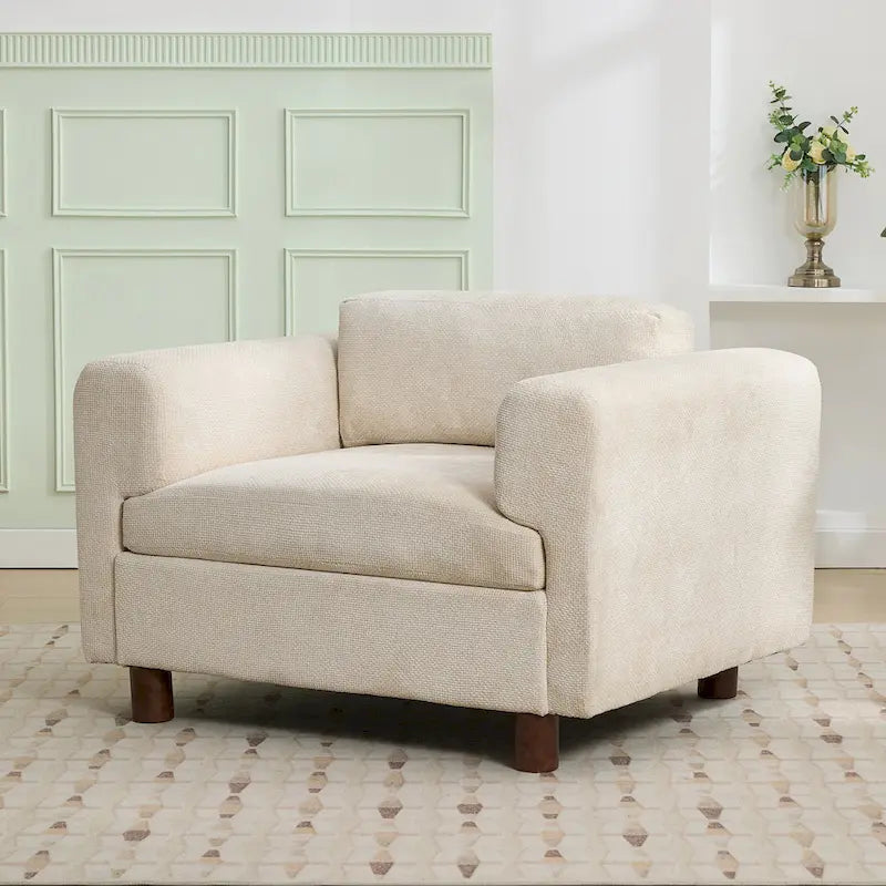 Oversized Armchair with Woven Velvet Fabric