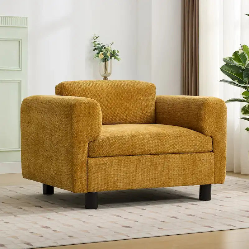 Oversized Armchair with Woven Velvet Fabric