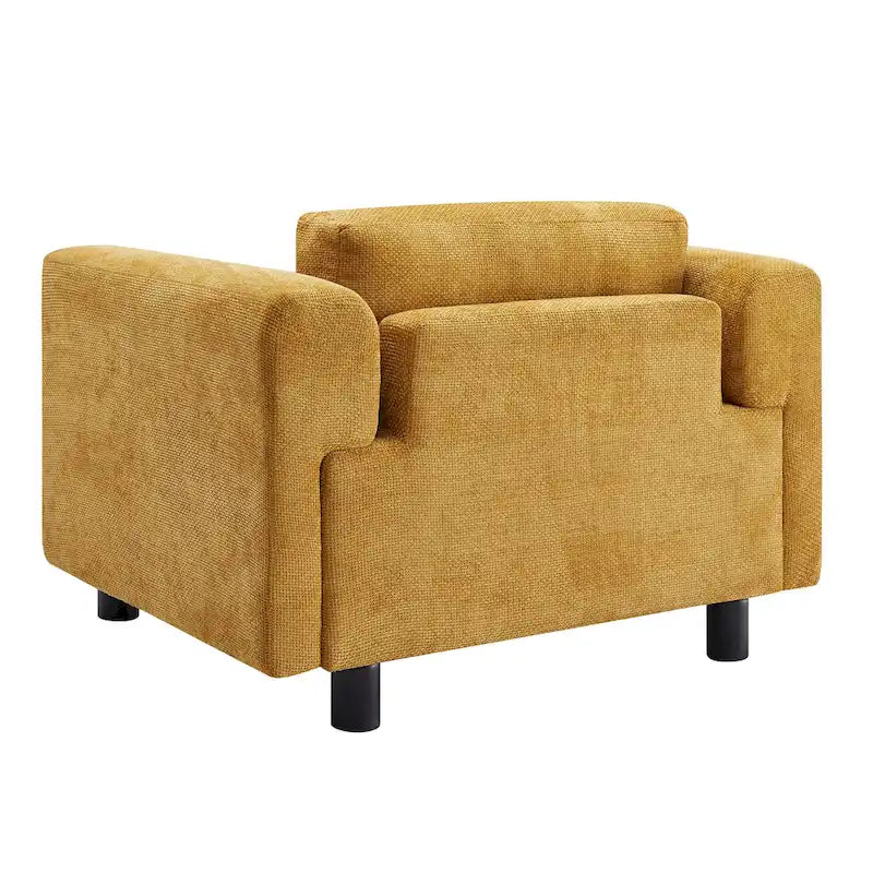 Oversized Armchair with Woven Velvet Fabric