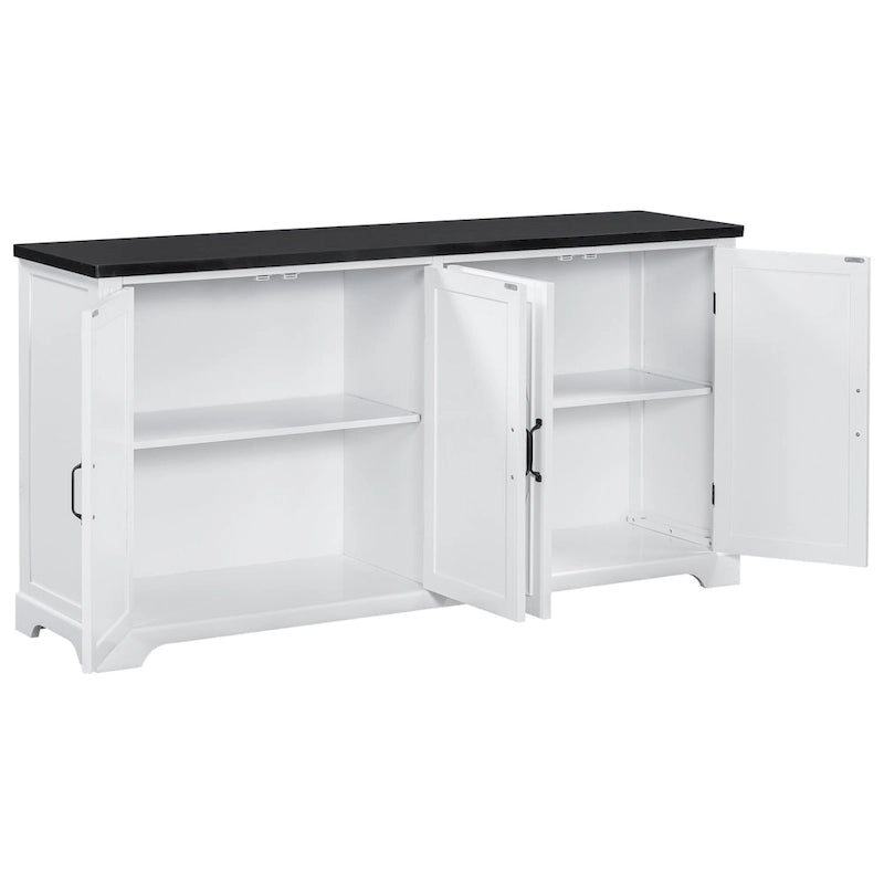 Holz-Sideboard im amerikanischen Landhausstil mit Kieferntüren und Metallgriffen für Wohn- und Esszimmer