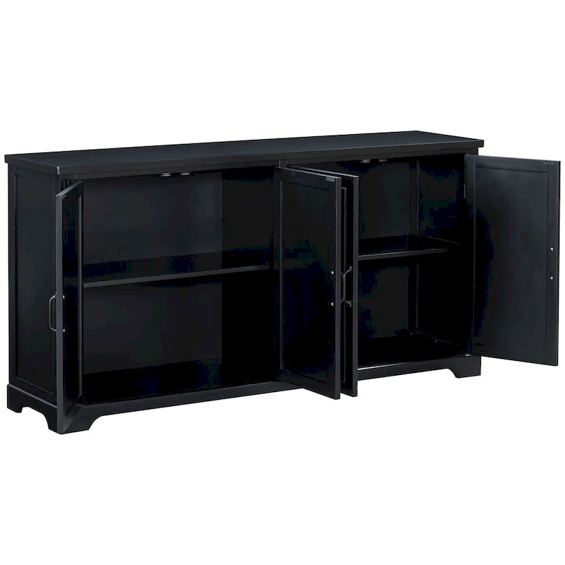 Holz-Sideboard im amerikanischen Landhausstil mit Kieferntüren und Metallgriffen für Wohn- und Esszimmer