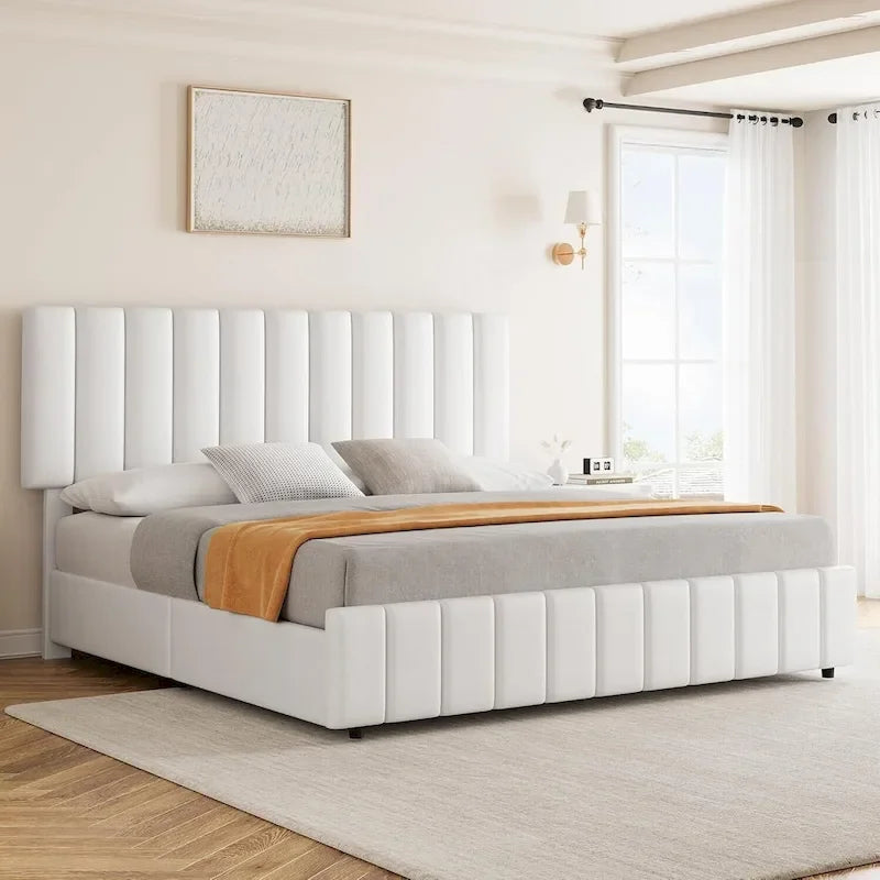 Estructura de cama con 4 cajones de almacenamiento y cabecero ajustable, no necesita somier