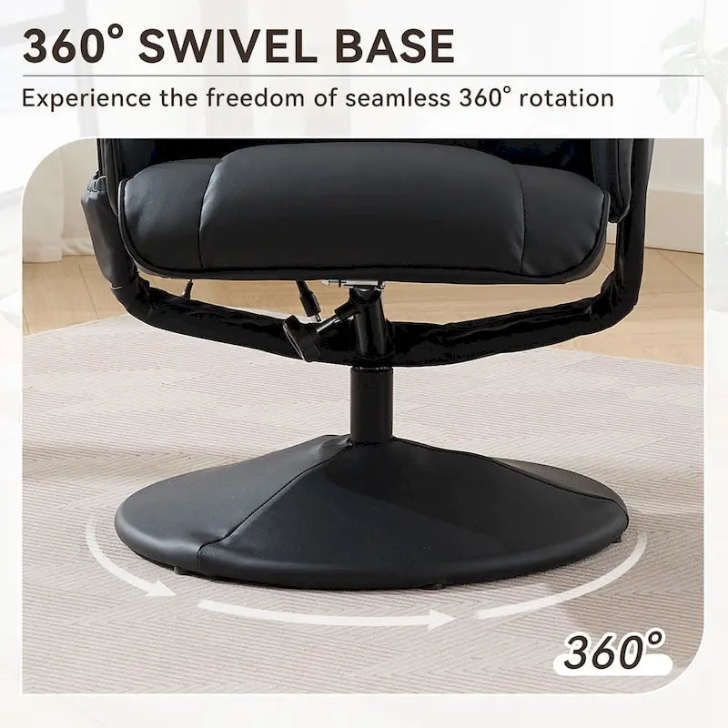 Sillón reclinable de masaje giratorio 360 con otomana, asiento con calefacción y respaldo ajustable a 140°