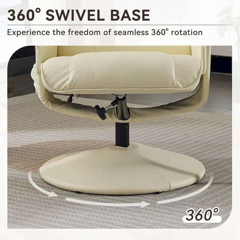 Um 360° drehbarer Massagesessel mit Hocker, beheizter Sitzfläche und um 140° verstellbarer Rückenlehne