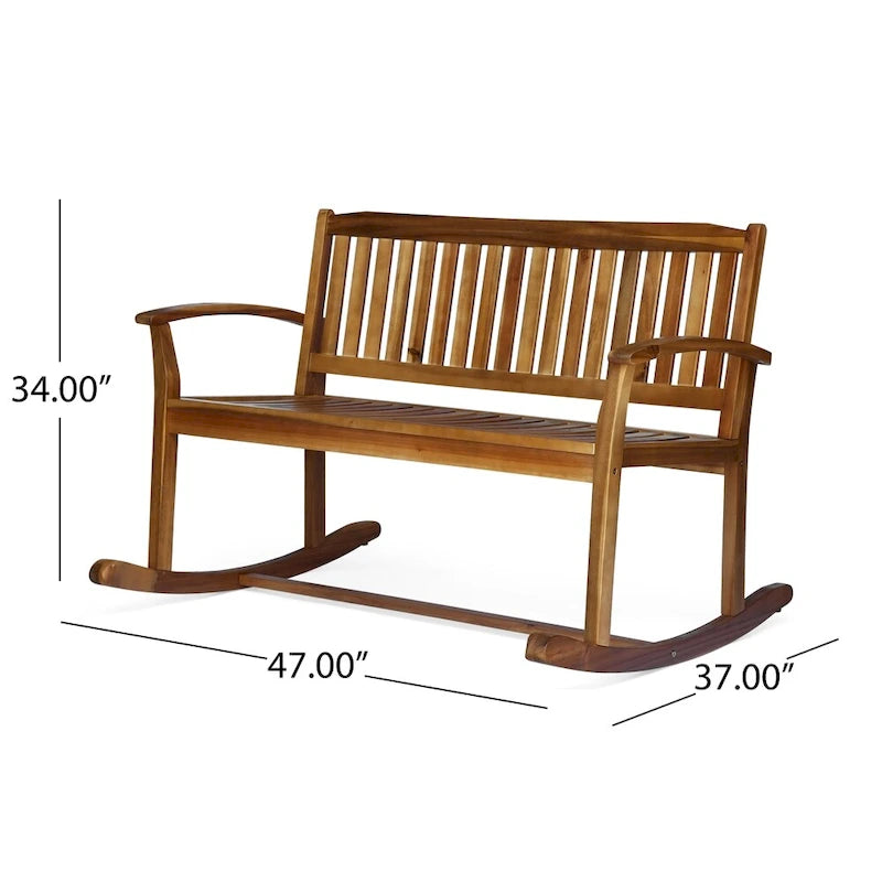 Loveseat mecedora de madera de acacia