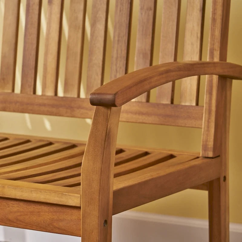 Loveseat mecedora de madera de acacia