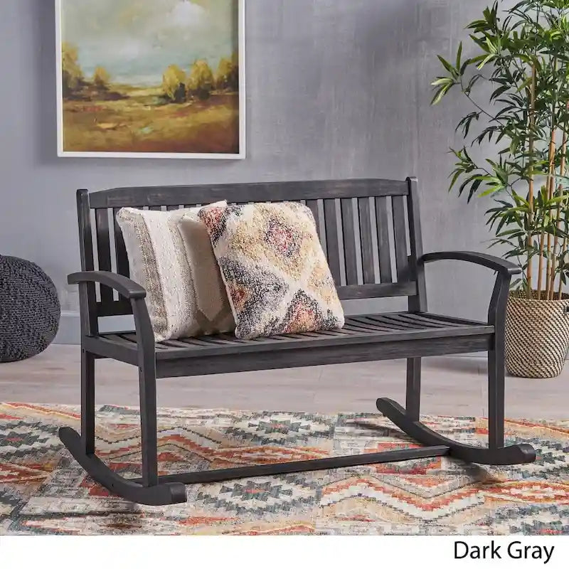 Loveseat mecedora de madera de acacia