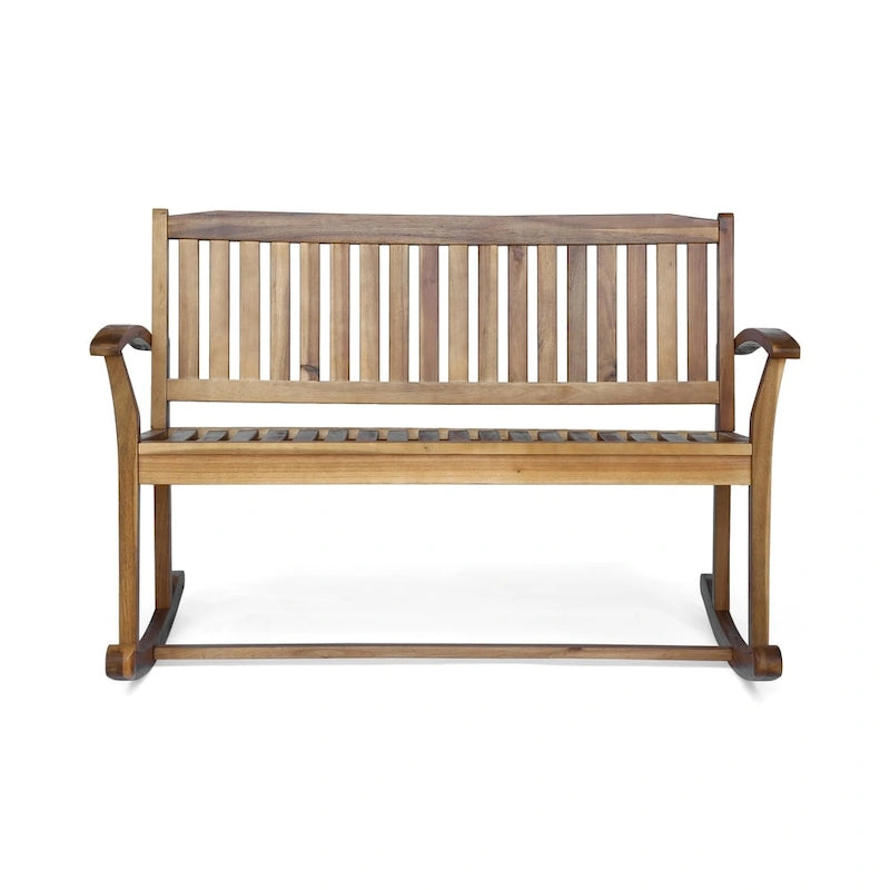 Loveseat mecedora de madera de acacia