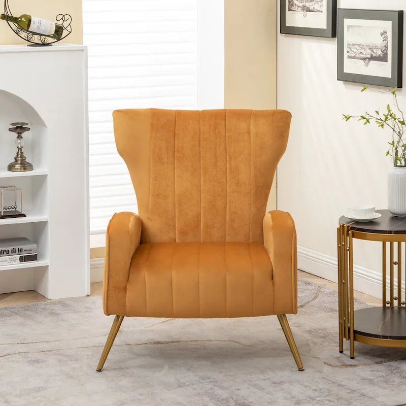 Silla decorativa cuadrada de terciopelo con brazos de 27.6"
