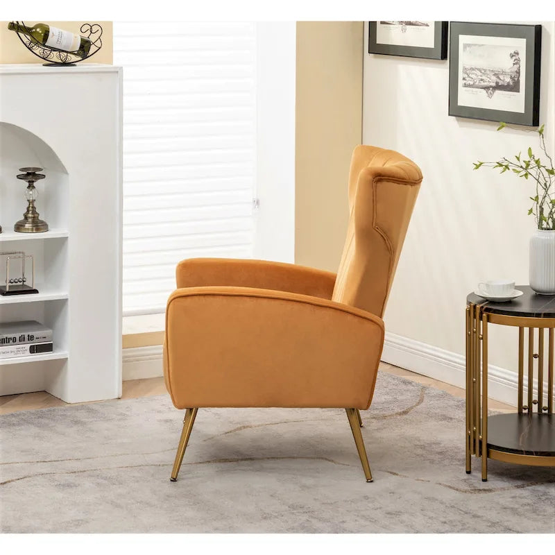 Silla decorativa cuadrada de terciopelo con brazos de 27.6"