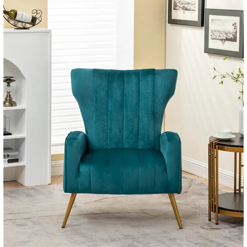 Silla decorativa cuadrada de terciopelo con brazos de 27.6"