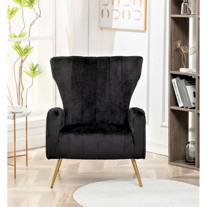 Silla decorativa cuadrada de terciopelo con brazos de 27.6"