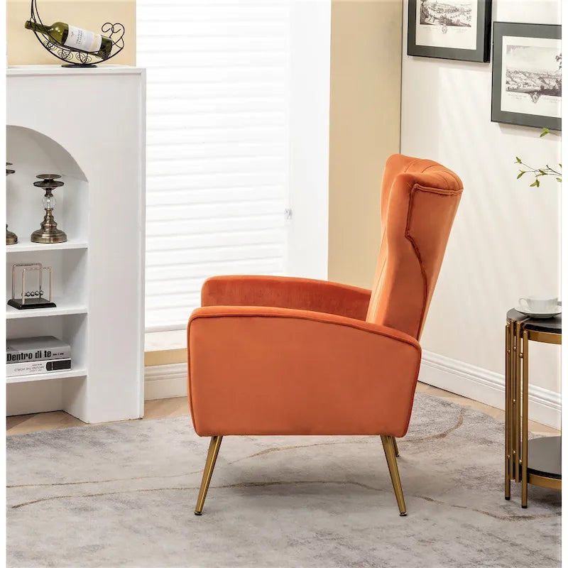 Silla decorativa cuadrada de terciopelo con brazos de 27.6"
