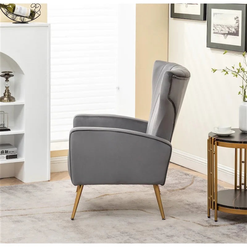 Silla decorativa cuadrada de terciopelo con brazos de 27.6"