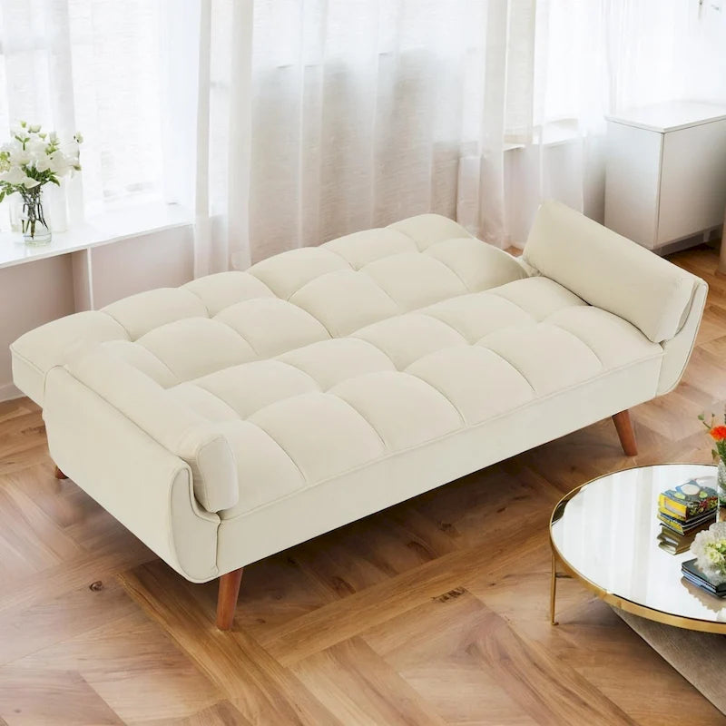 Sofá cama convertible de 75.39 IN., sofá cama tapizado con respaldo dividido reclinable y acolchado