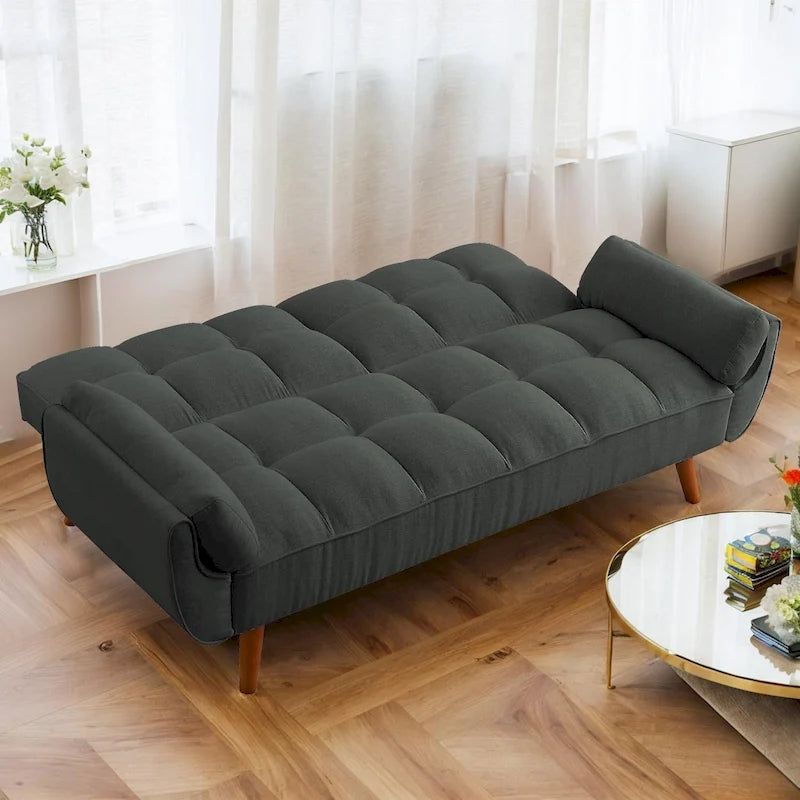 Sofá cama convertible de 75.39 IN., sofá cama tapizado con respaldo dividido reclinable y acolchado