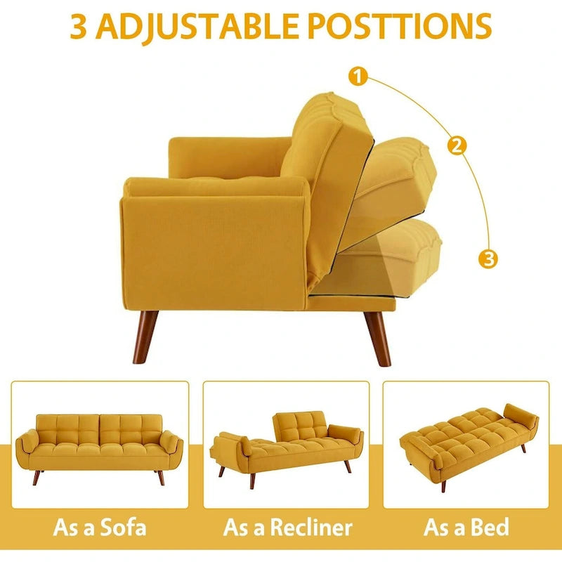 75.39 IN. Schlafsofa, gepolstertes Sofa mit Liegefunktion und geteilter, gesteppter Rückenlehne