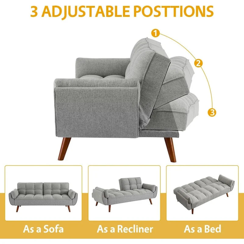 75.39 IN. Schlafsofa, gepolstertes Sofa mit Liegefunktion und geteilter, gesteppter Rückenlehne
