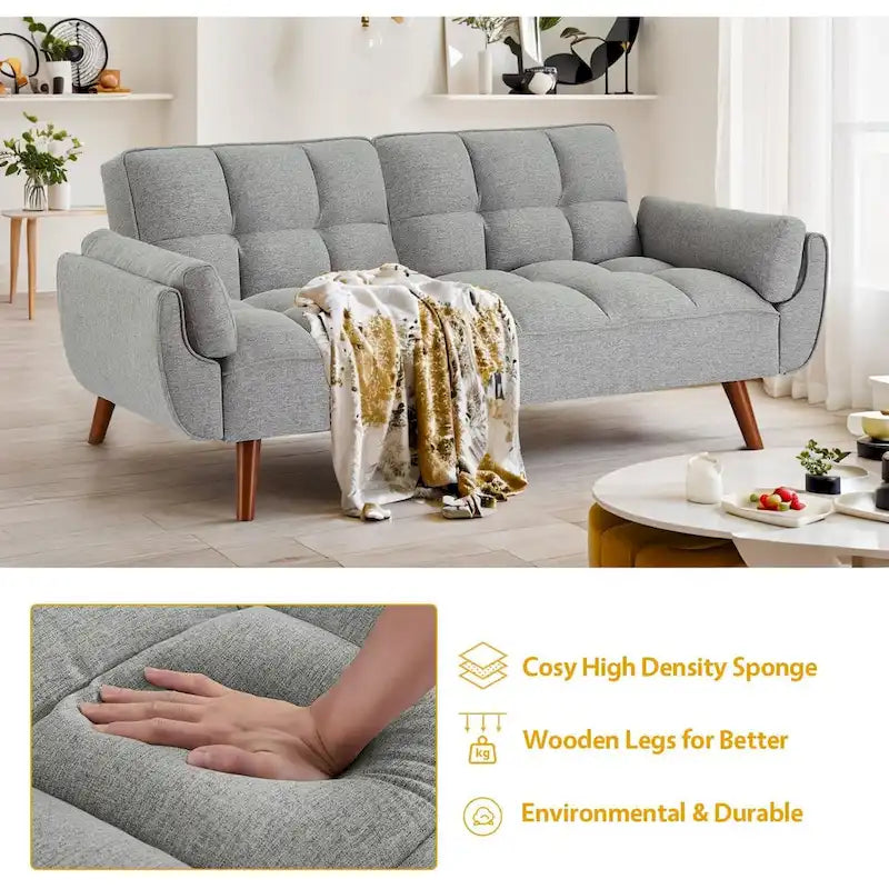 75.39 IN. Schlafsofa, gepolstertes Sofa mit Liegefunktion und geteilter, gesteppter Rückenlehne