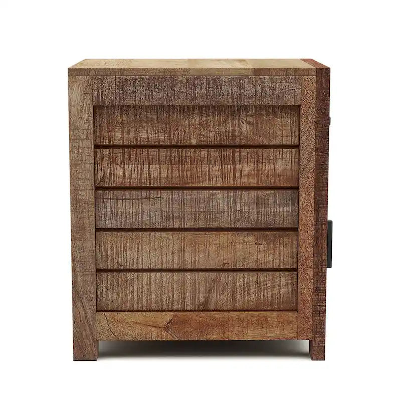 Mesa auxiliar rústica de almacenamiento de 23 pulgadas de madera maciza en tono natural cálido