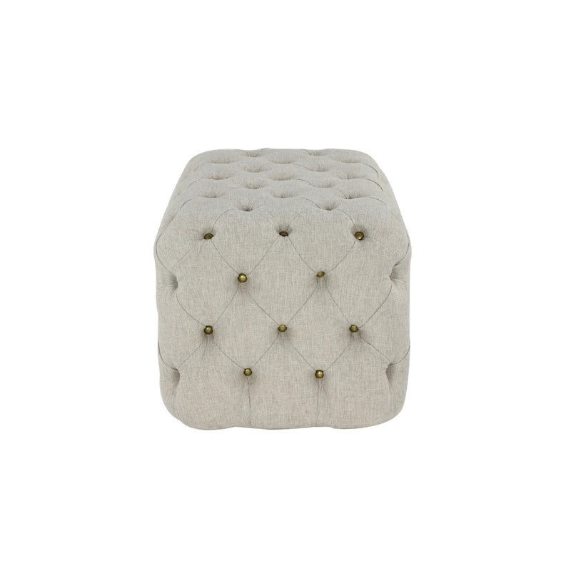 Puf otomano de tela de lino con capitoné - Beige