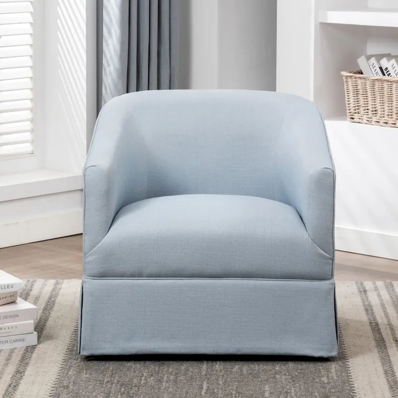 Silla decorativa giratoria de tela con faldón
