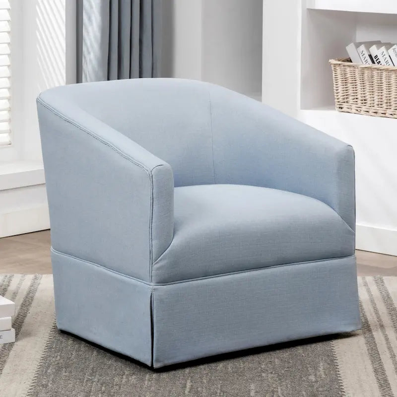 Silla decorativa giratoria de tela con faldón