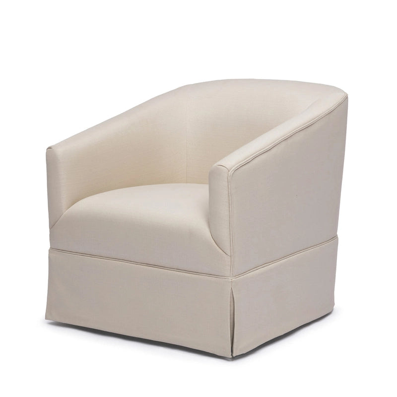 Silla decorativa giratoria de tela con faldón