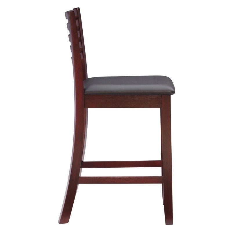 Tabouret de comptoir à dossier en échelle de 24 pouces en similicuir/tissu