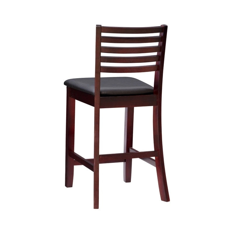 Tabouret de comptoir à dossier en échelle de 24 pouces en similicuir/tissu