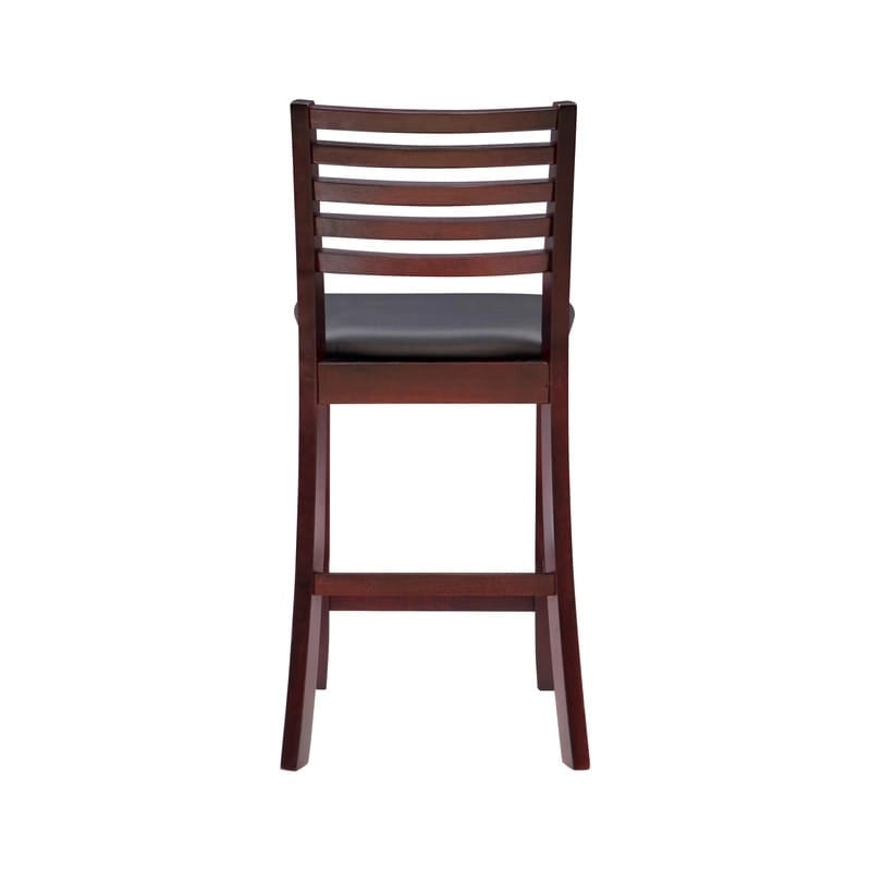 Tabouret de comptoir à dossier en échelle de 24 pouces en similicuir/tissu