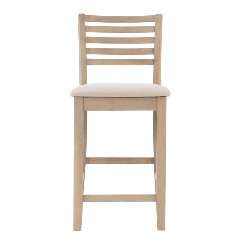 Tabouret de comptoir à dossier en échelle de 24 pouces en similicuir/tissu