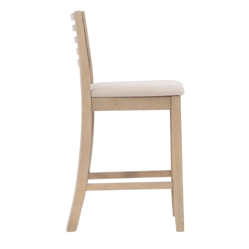 Tabouret de comptoir à dossier en échelle de 24 pouces en similicuir/tissu